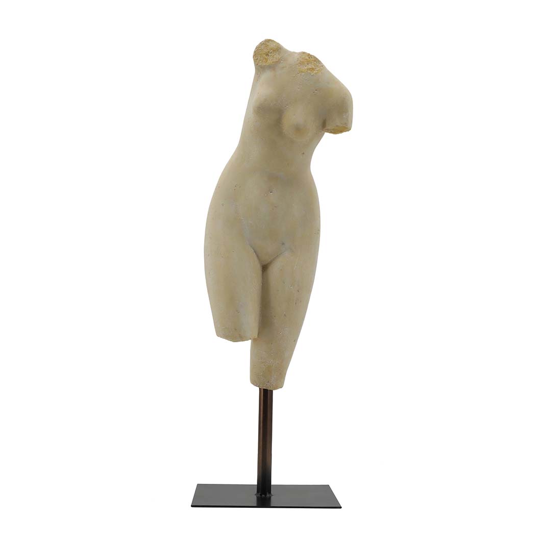 Athena Torso Sculpture with Metal Base