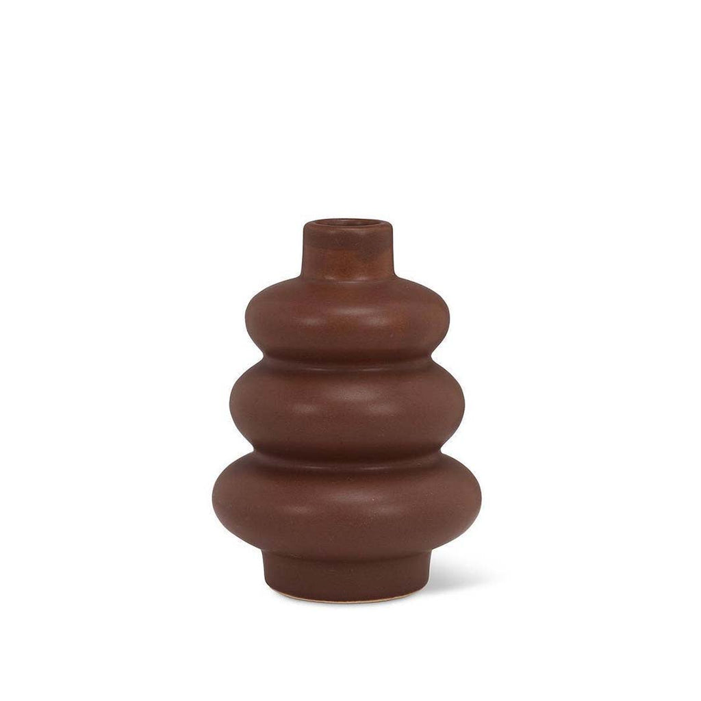 Brown Trio Stack Ceramic Bud Vase, Small