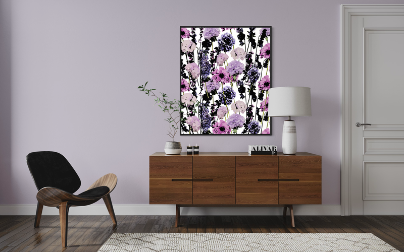 Purple & Black Floral Garden