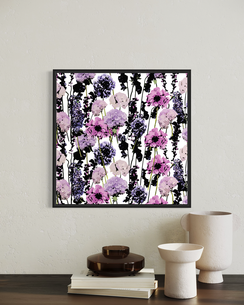 Purple & Black Floral Garden