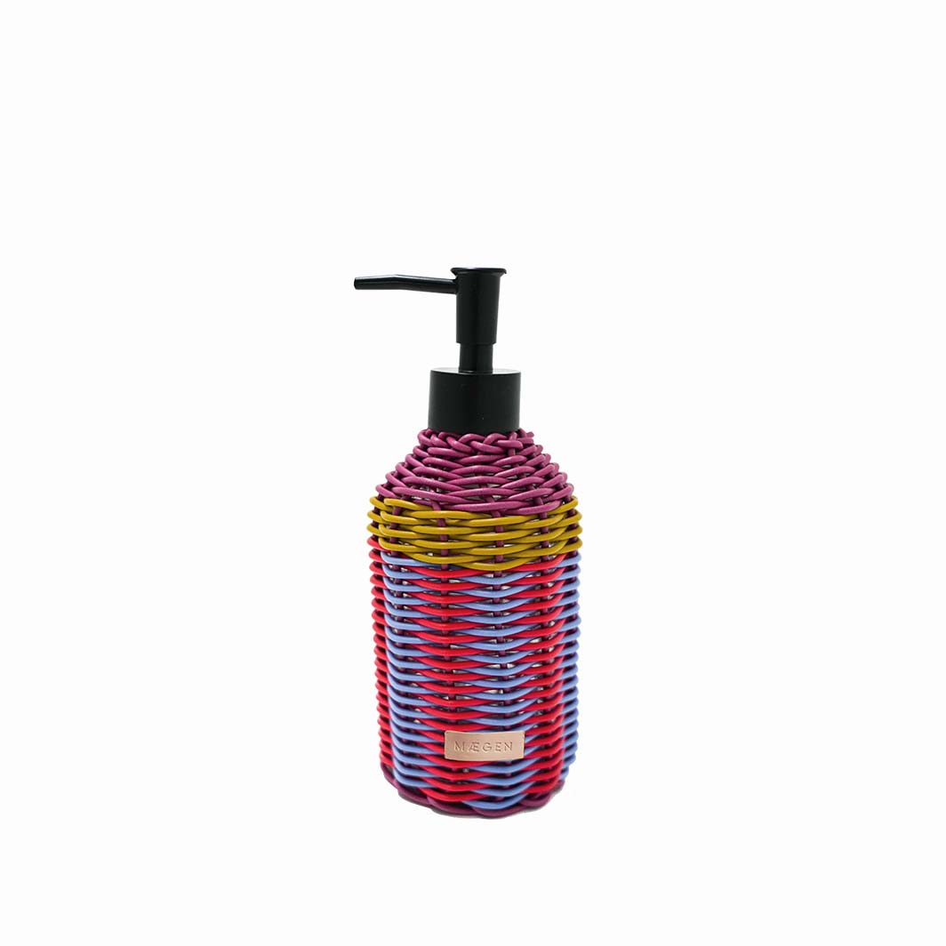 Striped Soap Pump, Cornflower and Red