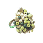 Green Bead Cluster Napkin Ring, Set of 4