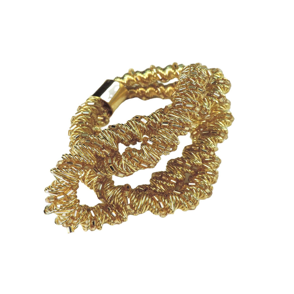 Gold Square Knot Beaded Napkin Ring, Set of 4