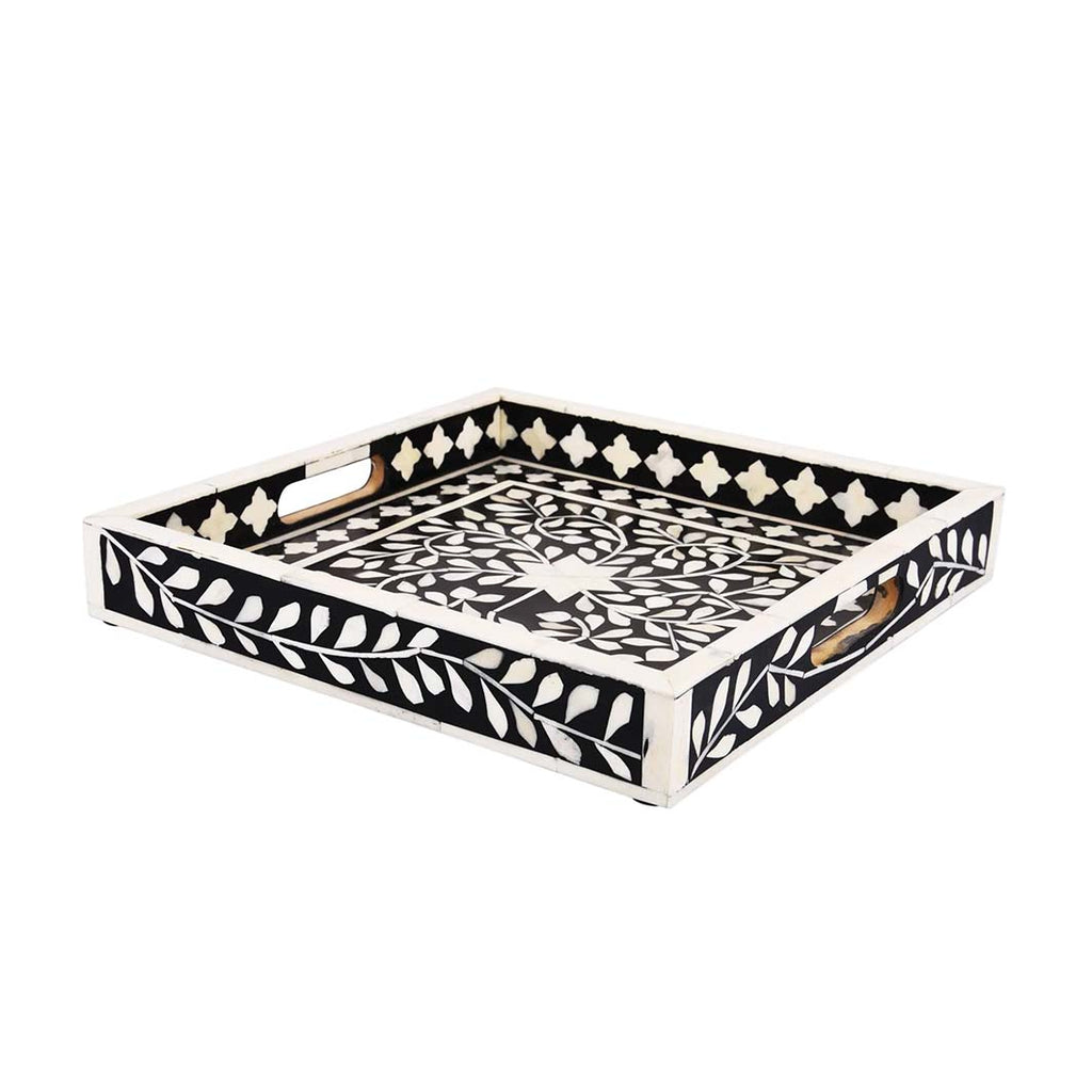 Alhambra Black and White Decorative Tray, 12 in.