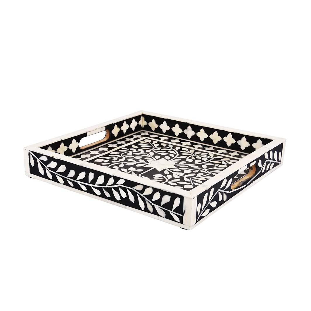 Alhambra Black and White Decorative Tray, 12 in.