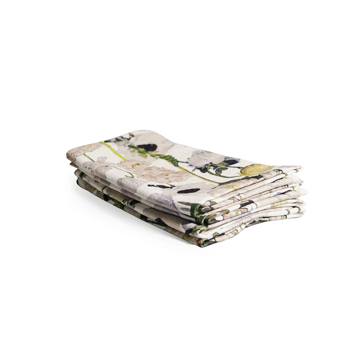 Cream Floral Garden Faux Linen Napkins, Set of 4