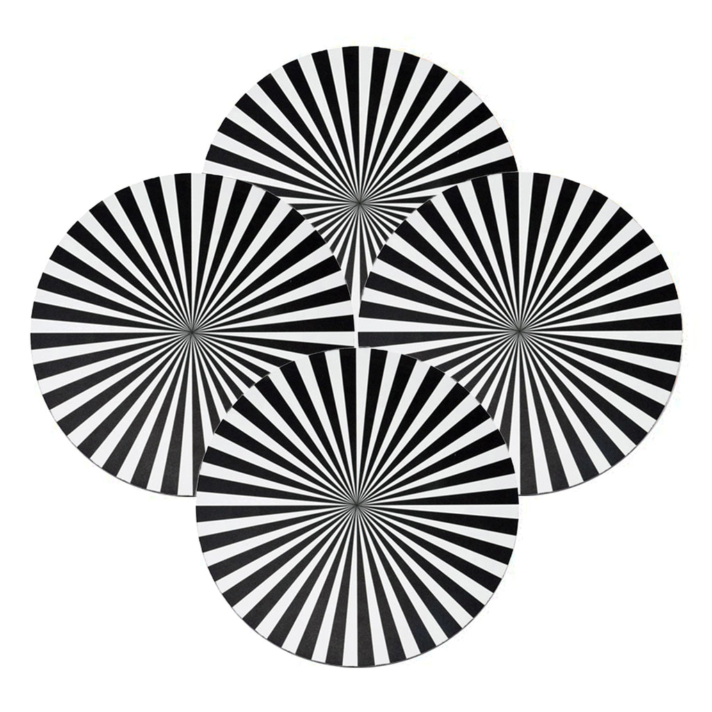 Black & White Starburst Vinyl Placemats, Set of 4