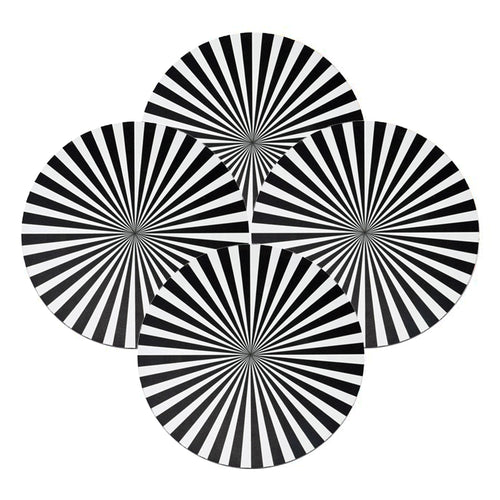 Black & White Starburst Vinyl Placemats, Set of 4