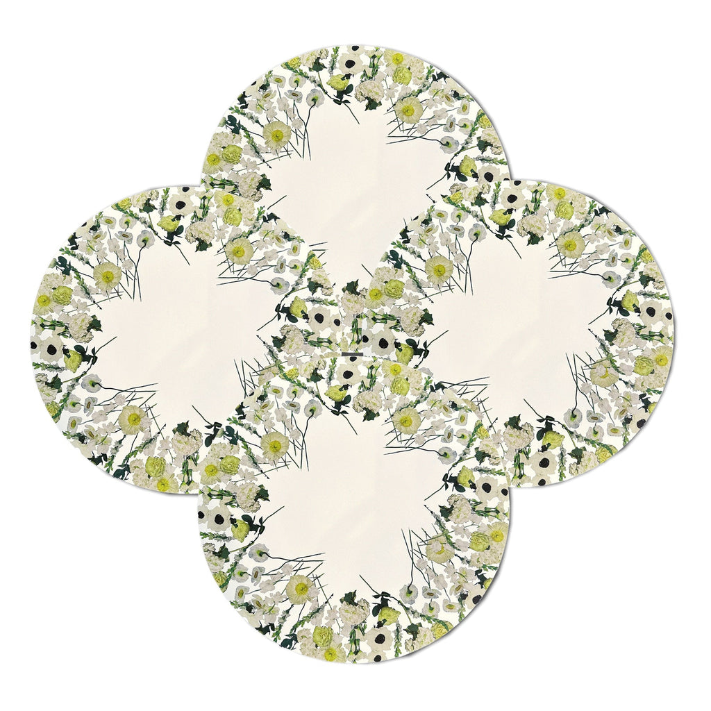Cream Floral Garden Vinyl Placemats, Set of 4