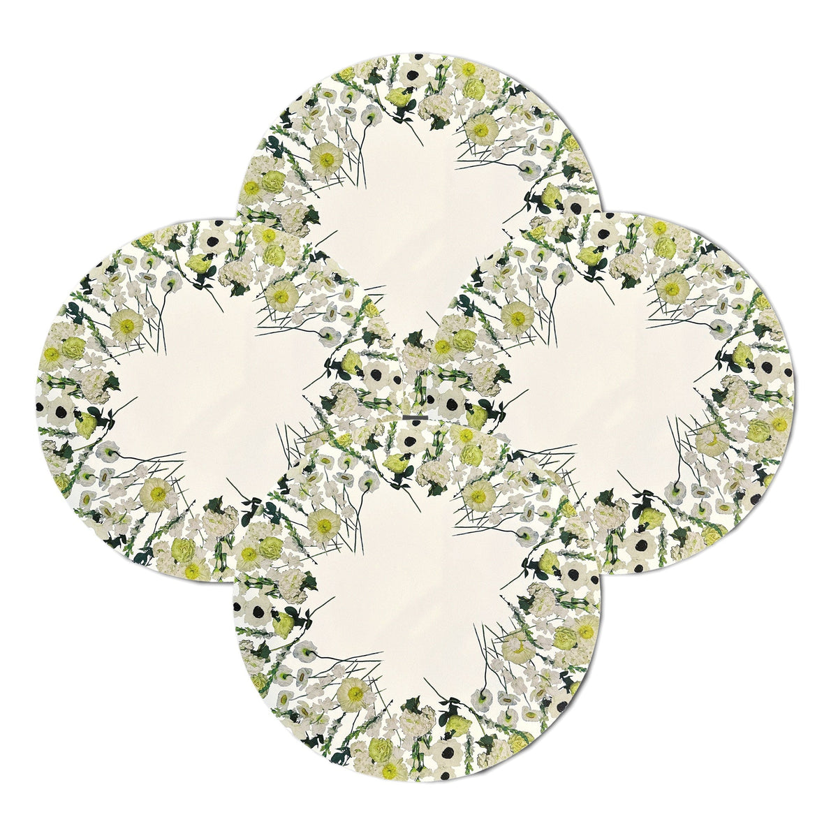Cream Floral Garden Vinyl Placemats, Set of 4