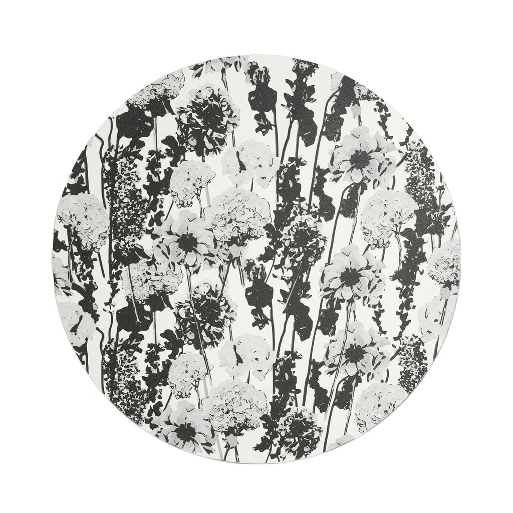Greyscale Floral Garden Placemat, melamine dinnerware