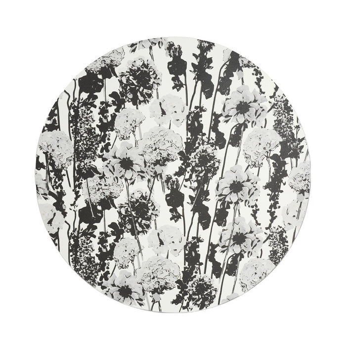 Grayscale Floral Garden Vinyl Placemats, Set of 4