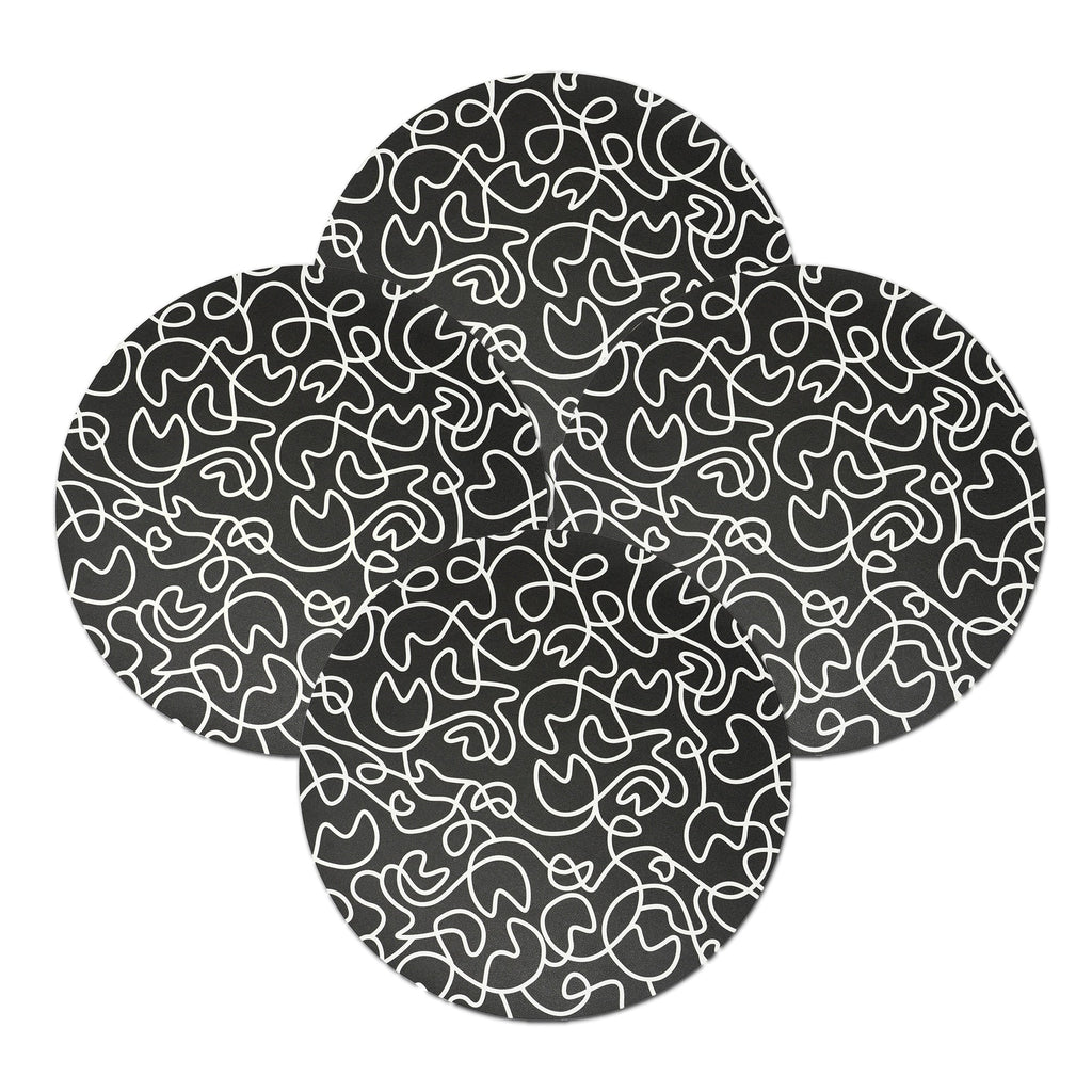 B&W Squiggly Placemat Set set of four