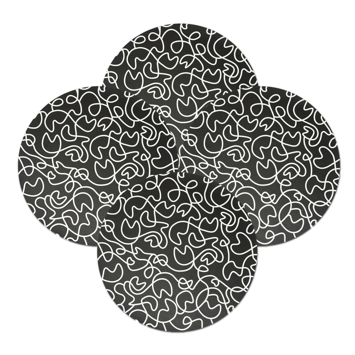 B&W Squiggly Placemat Set set of four