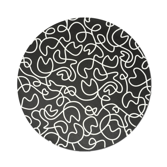 Black & White Squiggly Vinyl Placemats, Set of 4