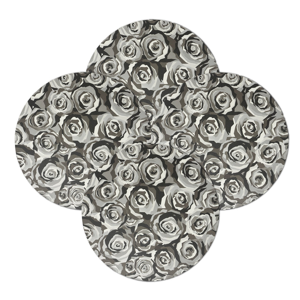 Grayscale Roses Vinyl Placemats, Set of 4