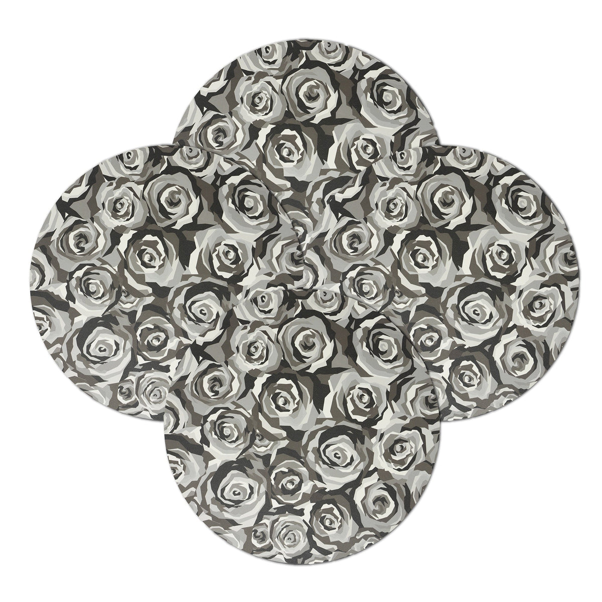 Grayscale Roses Vinyl Placemats, Set of 4
