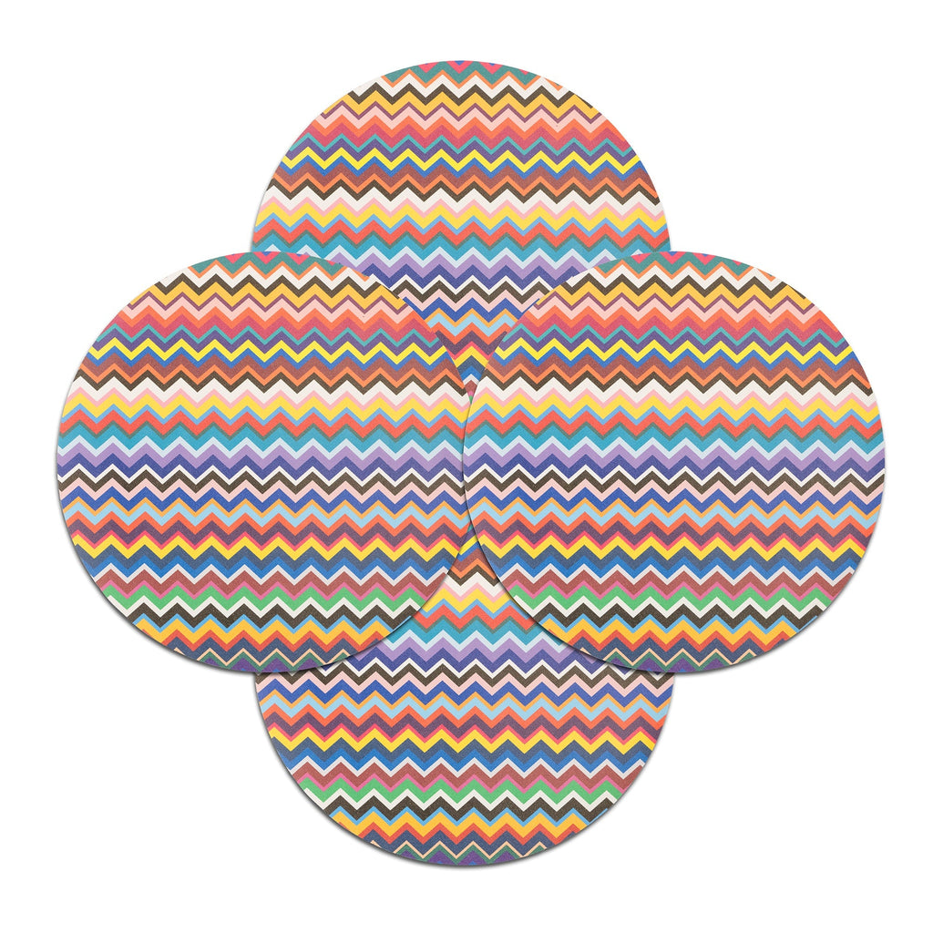 Multicolor Zigzag Vinyl Placemats, Set of 4