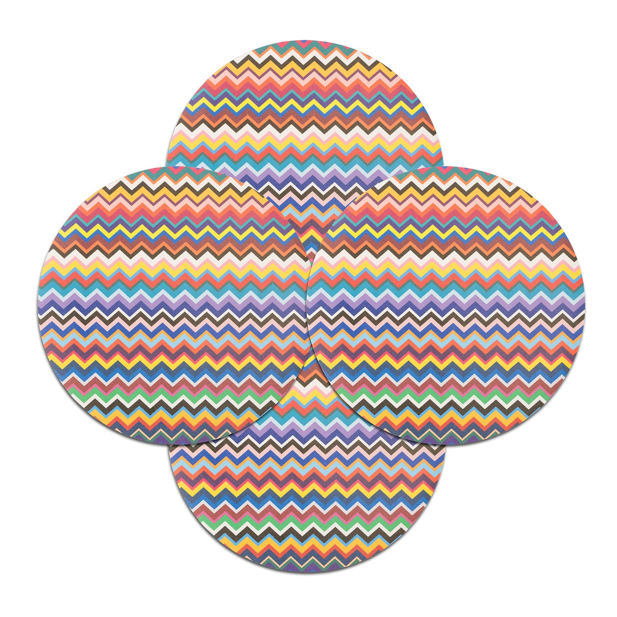 Multicolor Zigzag Vinyl Placemats, Set of 4
