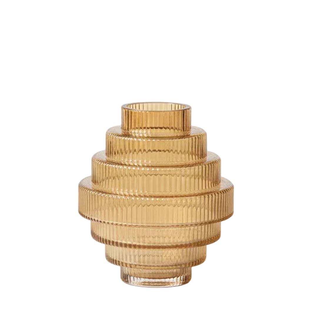 Amber Tiered Glass Vase
