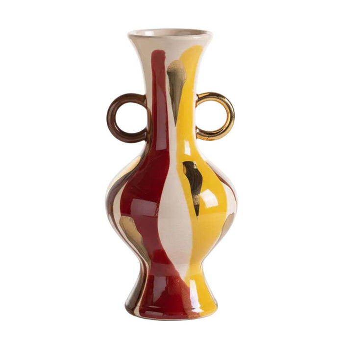 Abstract Multicolor Round Ceramic Vase