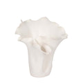 White Ruffled Edge Ceramic Vase, Medium