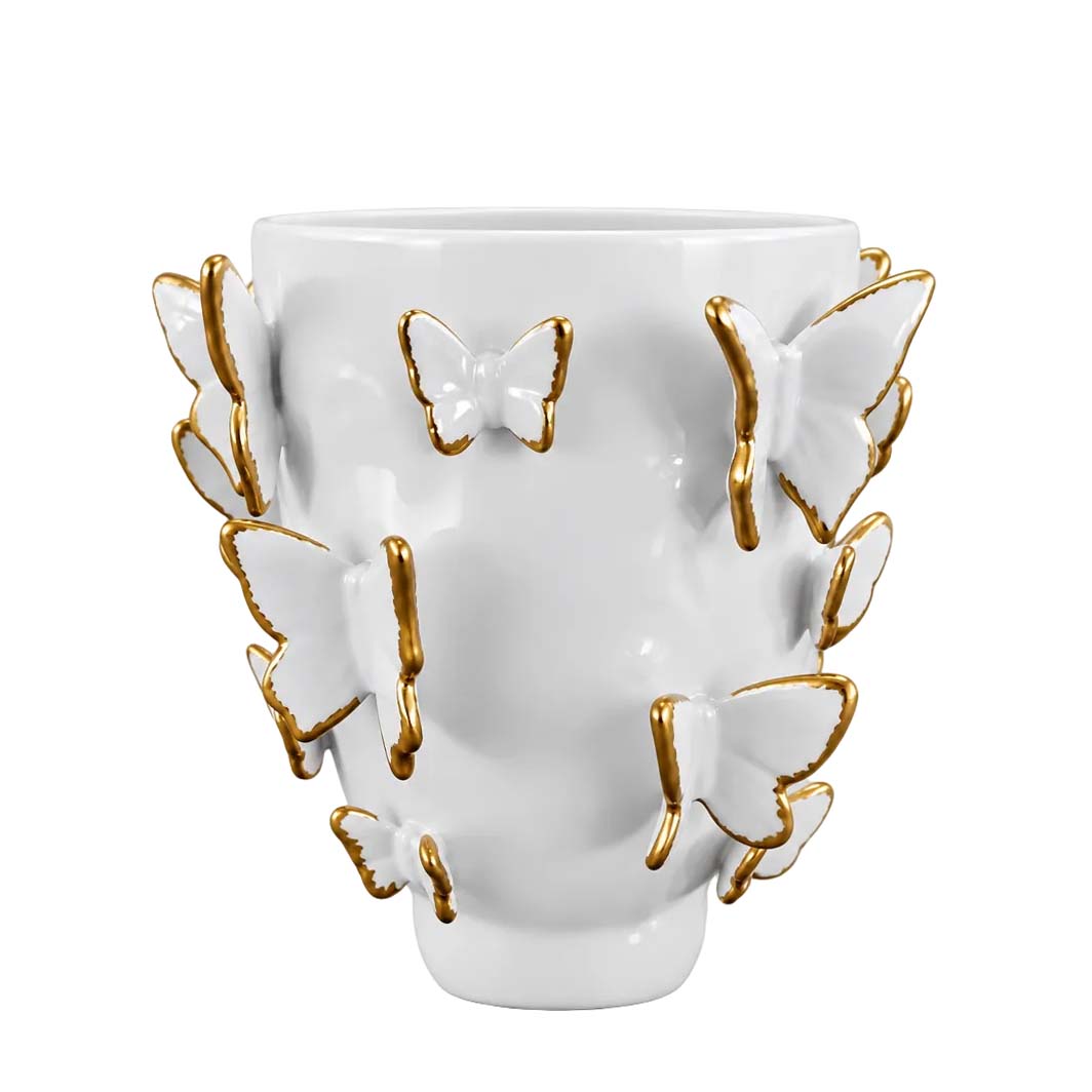 Porcelain Vase with Gold Butterflies, Large