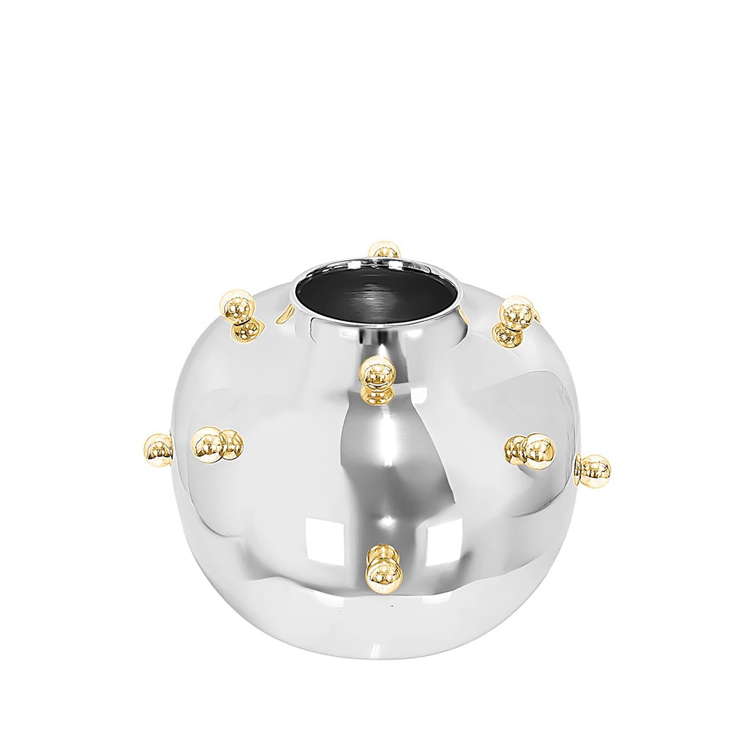 Stainless Steel Vase with Gold Balls, Small