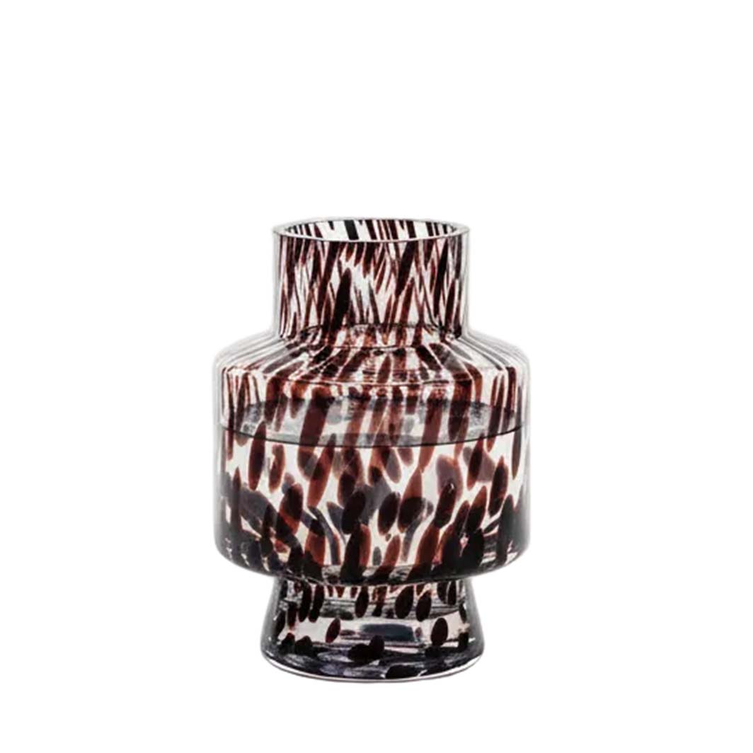 Clear Glass Amber Speckle Pedestal Vase