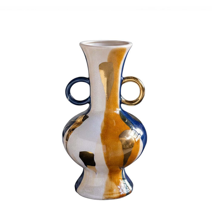 Abstract Multicolor Round Ceramic Vase, Small