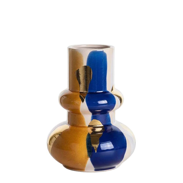 Abstract Multicolor Rounded Ceramic Vase