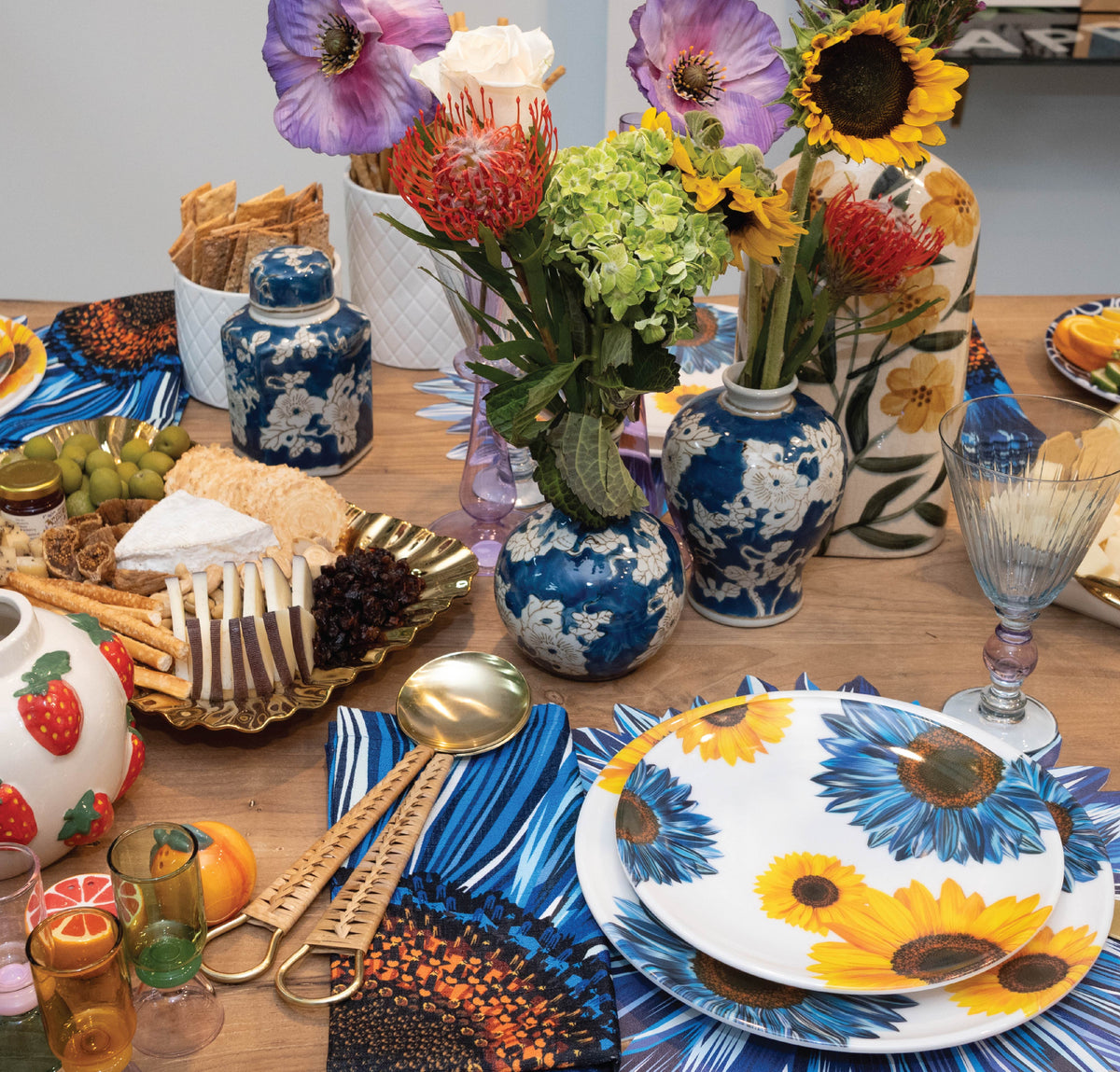 Table styled with florals and Elizabeth Sutton dinnerware