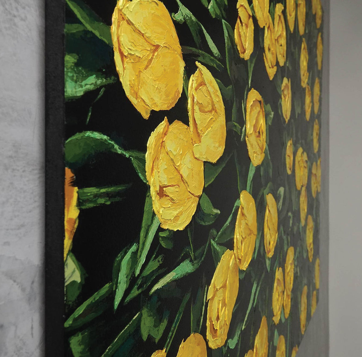 Yellow floral painting detail
