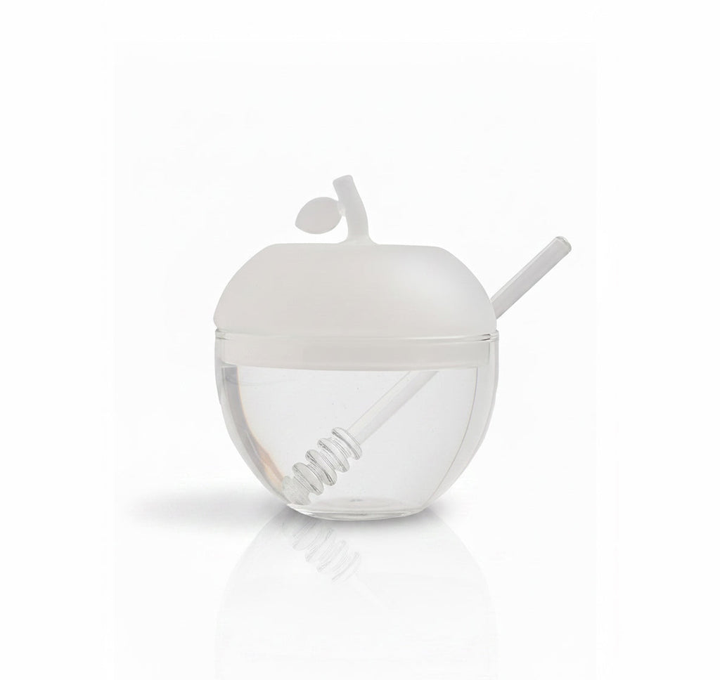 Frosted and Clear Glass Honey Dish