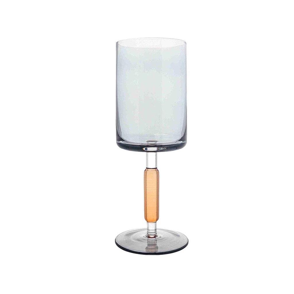 Amber and Smoke Stemmed Wine Glasses, Set of 6, Smoke and Amber