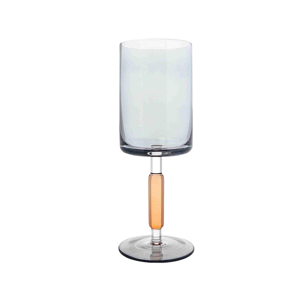 Amber and Smoke Stemmed Wine Glasses, Set of 6, Smoke and Amber