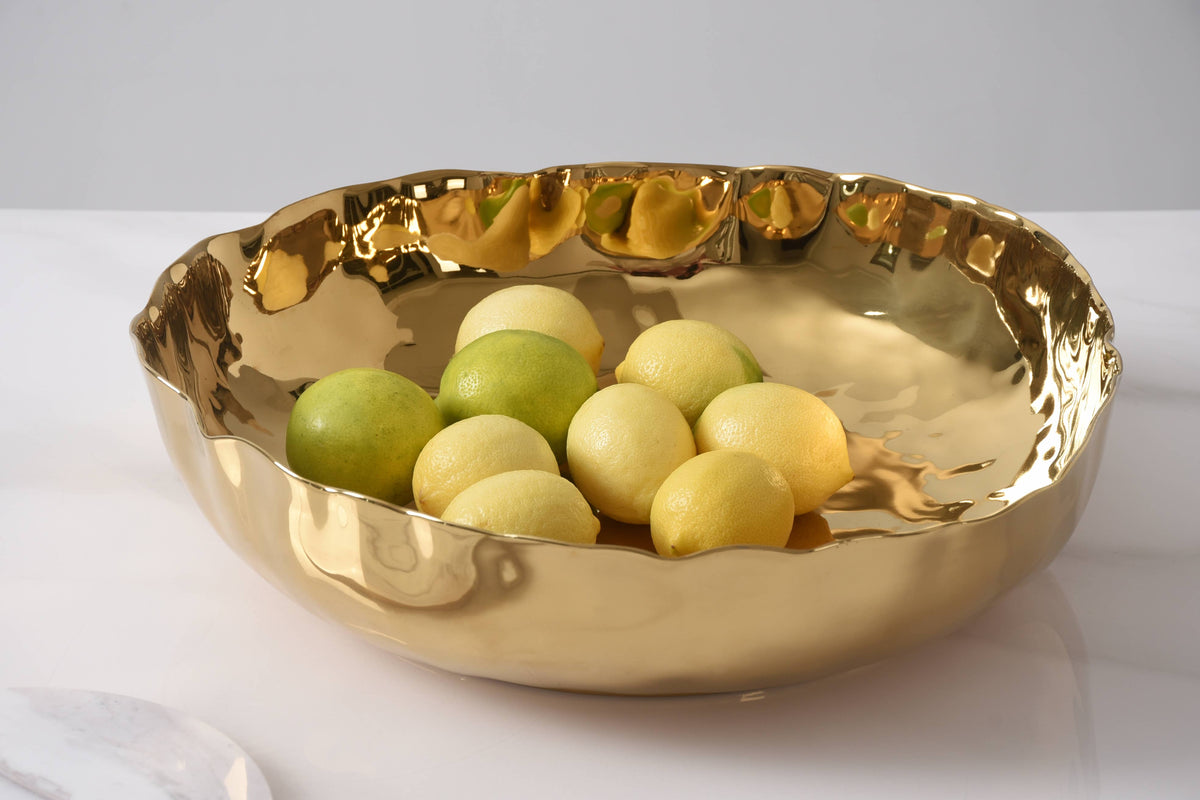 Portofino Gold Extra Large Shallow Bowl