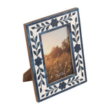 Photo Frame - Blue Resin/Wood Floral Petals, 4x6 in.