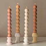 Bubble Column Taper Candle: Handmade Soy Dinner Candle: Nude