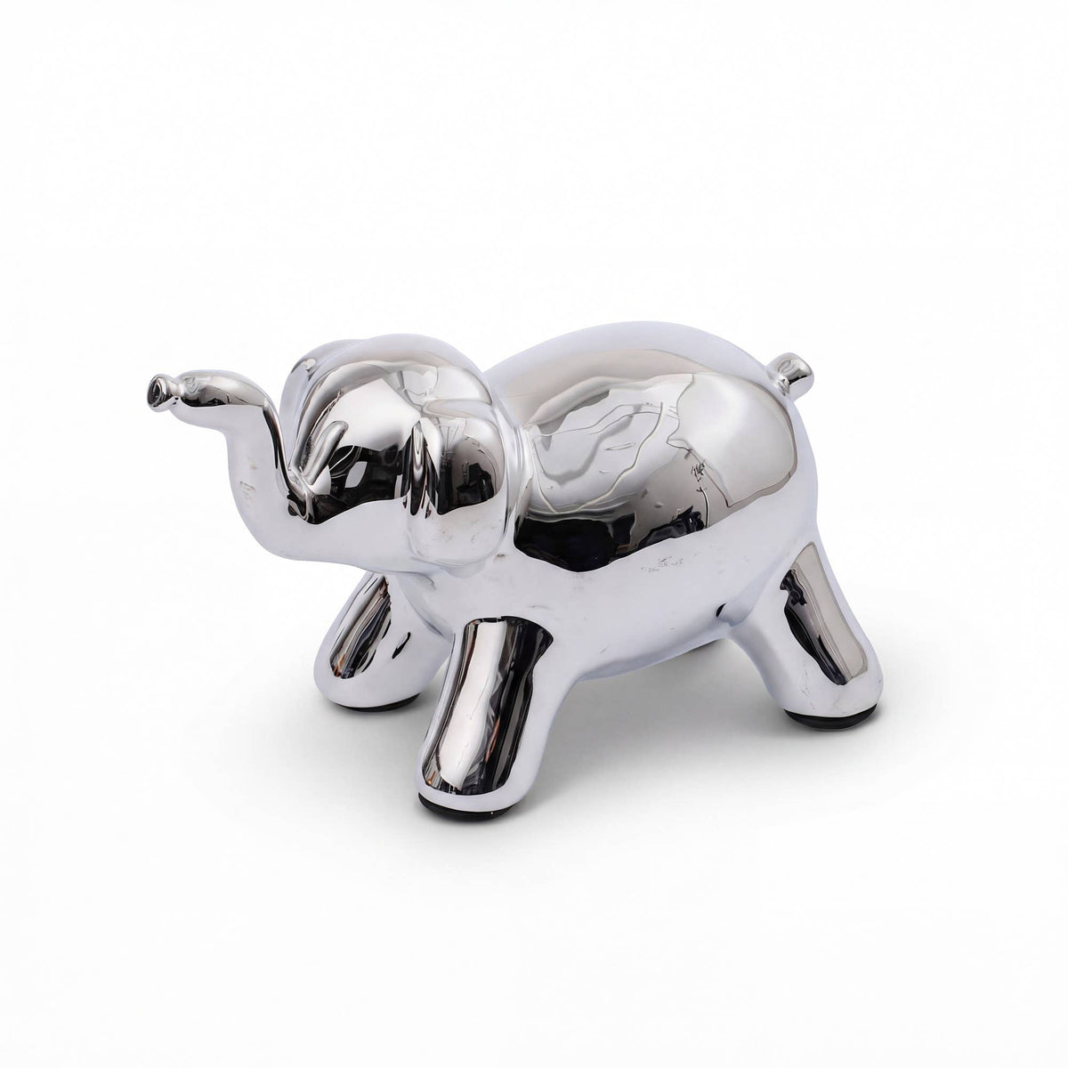 Silver Ceramic Elephant Figurine