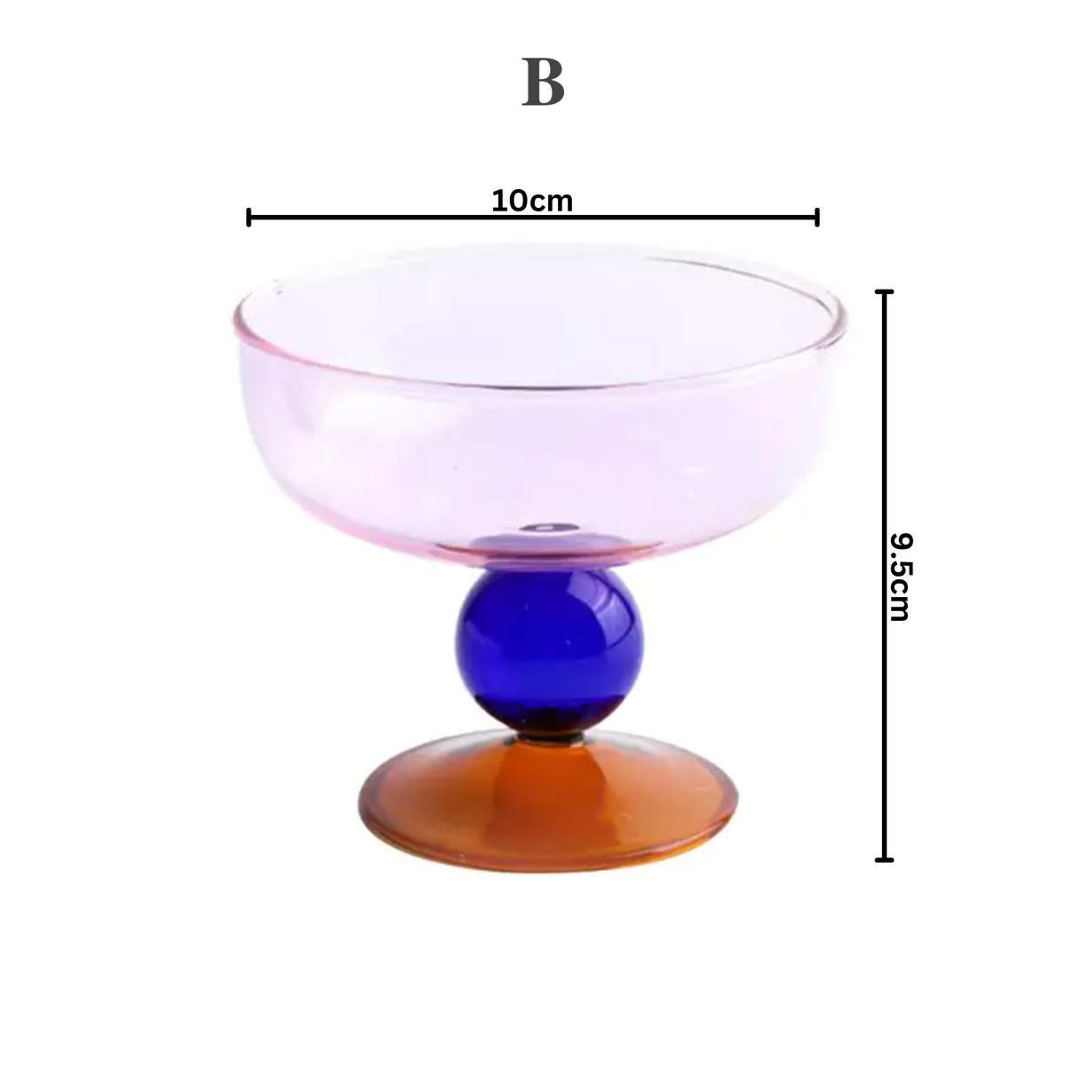 Colorful Two-Tone Glass Dessert Bowl, Amber and Teal