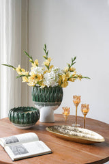 Set Of 3 Tulip Glass Candle Holder - Amber Luster