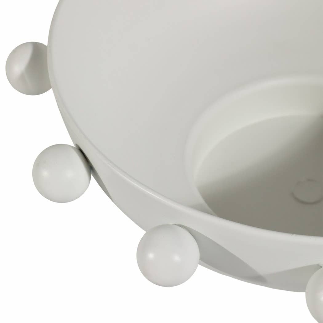 Decorative Bowl - White Iron/Fir Wood Hobnail