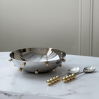 Stainless Steel Bowl with Gold Balls, Large