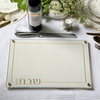 Embroidered Leatherette Challah Board, White and Gold