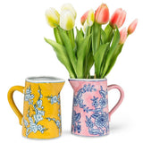 Small Floral Jug-7"H(22oz): Yellow