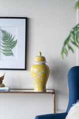 D10x19.5" Yellow and White Plum Blossom Ginger Jar
