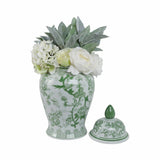 Decorative Jar - Green Ceramic Bird Flower Tall, 18 in.