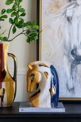 7x4x10.5" Horse Head Sculpture Abstract Multicolored Finish