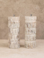 Beatrix Carved Marble Salt and Pepper Mills